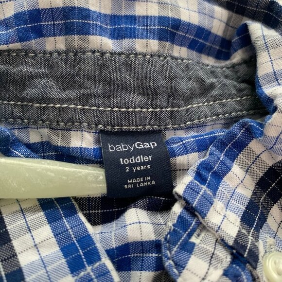 5/$25 babyGap blue black striped collared long sleeve button front shirt - Picture 5 of 7